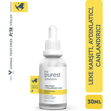 The Purest Solutions, Leke Karşıtı Arbutin Cilt Bakım Serumu 30 ml  (Arbutin %2 + Hyaluronic