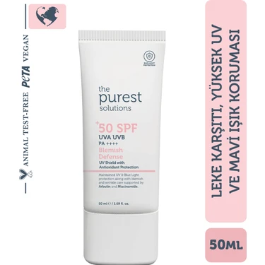 The Purest Solutions, Leke Karşıtı ve Cilt Tonu Eşitleyici Renkli Güneş Koruyucu Krem SPF 50, 50