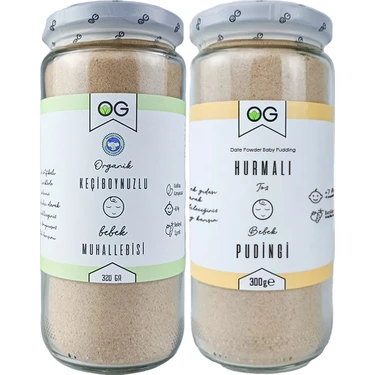 OG natural Organik Keçiboynuzlu Bebek Muhallebisi Ve Hurmalı Bebek Pudingi Seti 320 + 300 gr 12 -