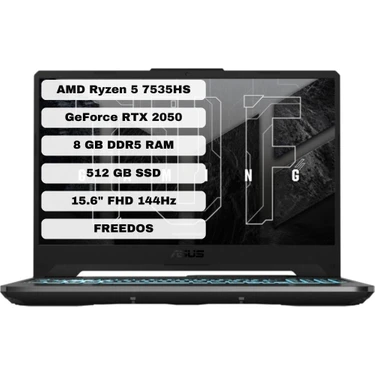 Asus TUF Gaming A15 FA506NF-HN004 AMD Ryzen 5 7535HS 8GB 512GB SSD RTX2050 Freedos 15.6" FHD