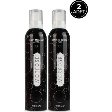 Morfose Extra Strong Saç Şekillendirici Köpük 2 Adet 350 ml Siyah Hacim ve Dolgunluk