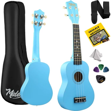 Midex UKX-901BL Mavi Soprano Ukulele (Askı Çanta Metod