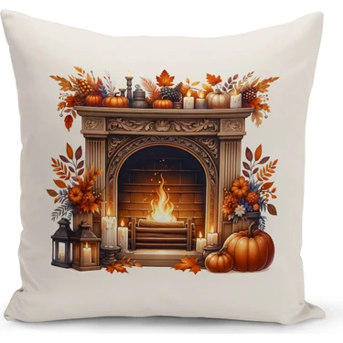 Bertille Home Sonbahar Serisi Çift Tarafı Dijital Baskılı Kırlent Kılıfı (Halloween Autumn Cushion