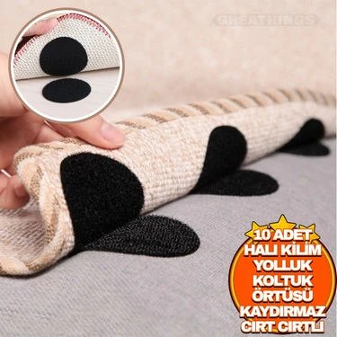 10 Adet Halı Kilim Koltuk Örtüsü Kaydırmaz Sabitleyici Cırt Yıkanabilir Kendinden Yapışkanlı