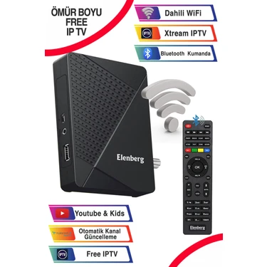 Elenberg Çanaklı Çanaksız Internet Tv Destekli Dahili WiFi Full Hd Uydu Alıcı Bluetooth