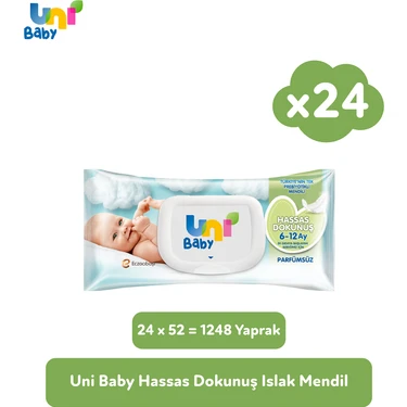 Uni Baby Hassas Dokunus Islak Mendil 24x52 (1248