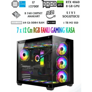 Ramtech Perfect B760 Çipset I7 12700F Rtx 4060 64GB Ram 1tb M2 Masaüstü Oyun Bilgisayarı Win 11 Pro