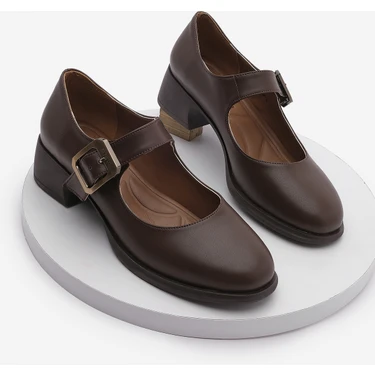 Marjin Kadın Tokalı Kalın Topuk Günlük Ayakkabı Loafer Meniz