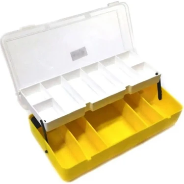 Abnturk Organizer Çanta 22 x 11 cm Takım Kutusu 13 Gözlü Çift Kat Raflı Vida Olta Şeffaf Kapaklı