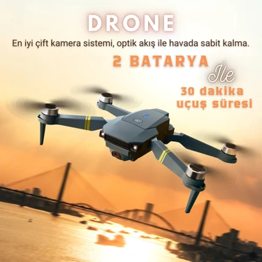 Piha E58 Drone Yeni Fırçasız Motor 2batarya Ile 30DAKİKA Uçuş Süresi Hd 720P Çift Kameralı Taşıma