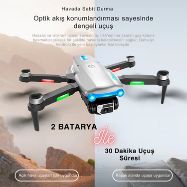 Piha S98 Drone Fırçasız Motor 2 Batarya ile 30 Dakika Uçuş Süresi Wifi 1080P Hd Çift Kameralı