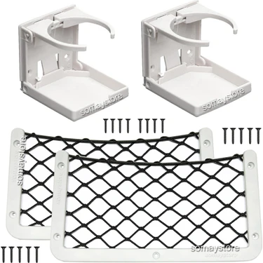 Tekne Karavan Seti 2 Adet Katlanır Bardaklık 2 Adet 32X17CM Eşya Taşıma Filesi