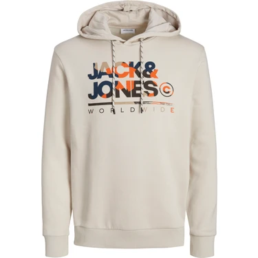 Jack & Jones Erkek Logo Baskili Kapüsonlu Sweatshirt -