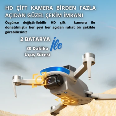 Piha B6 Mini Drone  2 Batarya ile 30 Dakika Uçuş Beni Takip Et Modu Gps 1080P Hd Çift Kamera 5g