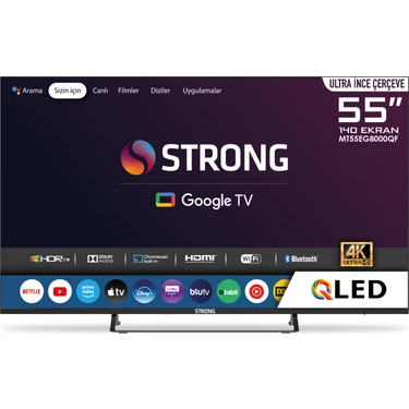 Strong MT55EG8000QF 55" 140 Ekran 4K Ultra Hd Dahili Uydu Alıcılı QLED Google