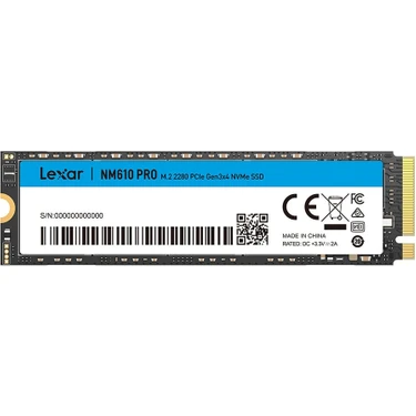 Lexar NM610PRO 500GB PCIe Gen3 x4 Okuma 3300MB – Yazma 1700MB M.2 SSD