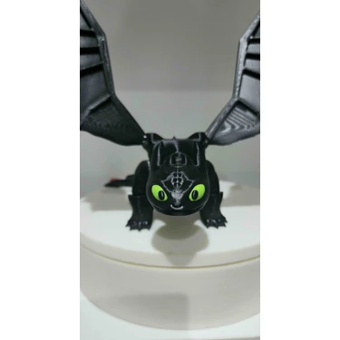 Ejderhanı Nasıl Eğitirsin? 3D Mega Boy 30CM Dişsiz Toothless Siyah Hareketli Ejderha