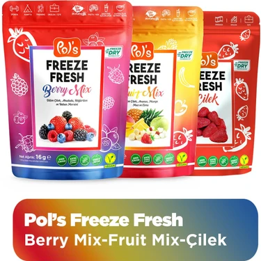 Pol's Freeze Fresh Berry Mix 16 g, Fruit Mix 20 g, Çilek 15