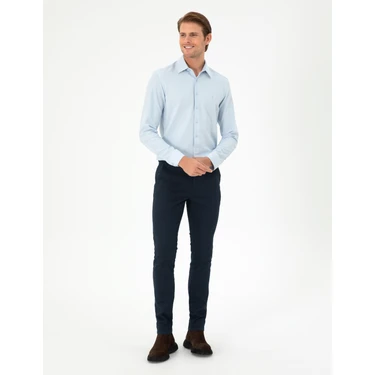 Pierre Cardin Erkek Lacivert Slim Fit Kanvas Pantolon