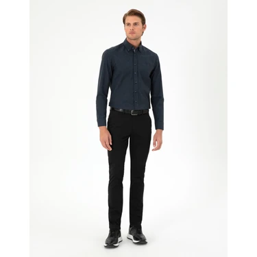 Pierre Cardin Erkek Siyah Slim Fit Basic Kanvas Pantolon