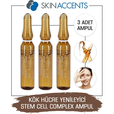 Skin Accents Kök  Ampul Stem Cell Complex Cilt Serumu 3 Adet Dermaroller Dermapen