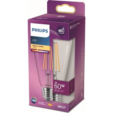 Philips LED Classic 60W ST64 Filament Ampul, 2700K Sarı Işık, E27 Normal Duy, Dim