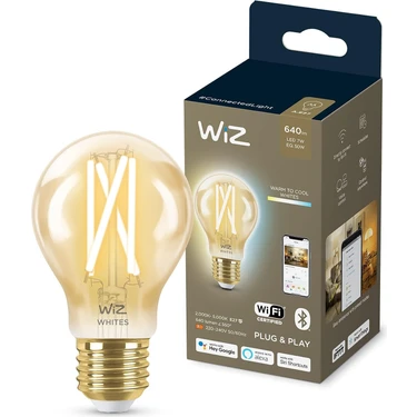 Wiz Wi-Fi 50W Sarı/Beyaz Amber Cam Akıllı Filament Ampul A60