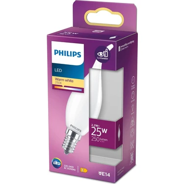 Philips LED Classic 25W BA35 E14 Mum Tipi WW Dim Edilmez