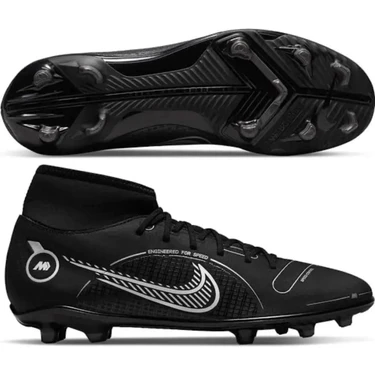 Nike Mercurial Superfly 8 Club Fg-Mg Soccer Shoes Erkek Çoraplı Çoklu Zemin Siyah