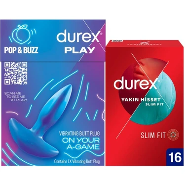 Durex Titreşimli Anal Plug Tıkaç + Durex Yakın Hisset Slim Fit Ince Prezervatif