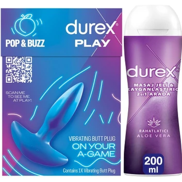 Durex Titreşimli Anal Plug Tıkaç + Durex 2si1 Arada Aloe Vera Kayganlaştırıcı ve Masaj Jeli