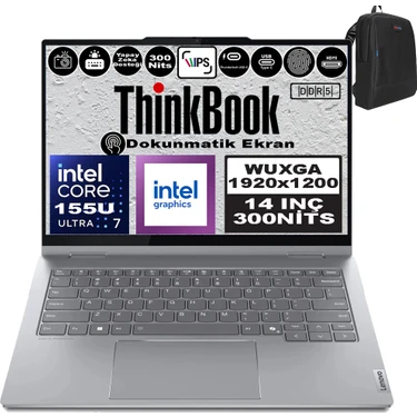 Lenovo Thinkbook 14 2-In-1 G4 Iml Intel Core Ultra 7 155U 96GB Ddr5 512GB SSD 14" Dokunmatik Wuxga