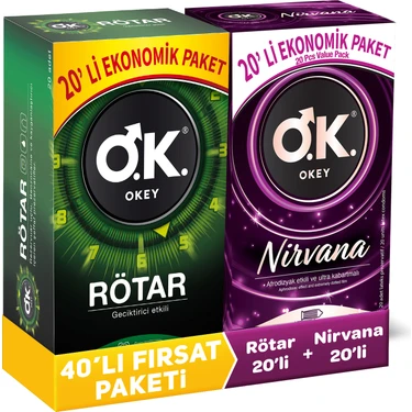 Okey Rötar Prezervatif Geçiktirici Etkili Aromasız 20'li Ekonomik