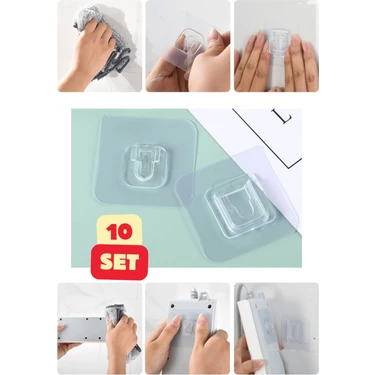 Vekorr Eşya Sabitleme Askı Su Geçirmez Mutfak Banyo Güçlü Eşya Tutucu Geçmeli