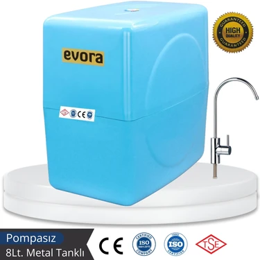 Evora 8 Lt. Metal Tanklı Çift Karbonlu Kapalı Kasa Pompasız Su Arıtma