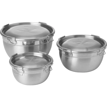 IKEA Cıklıd Çelik Saklama Kabı Seti, Paslanmaz Çelik, 3'lü Fiyatı