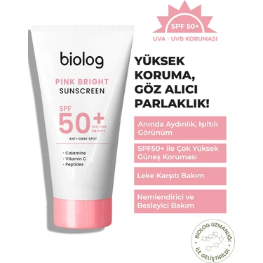 Biolog Pink Bright Yüksek Korumalı Pembe Güneş Kremi 50