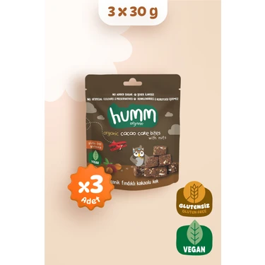 Organik Glutensiz Vegan Kakaolu ve Fındıklı Kek Atıştırmalık Paketi - 3