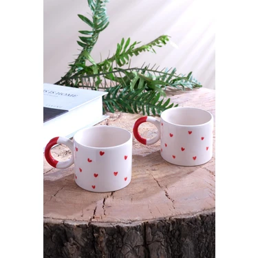 Znp Home Hearts | 2 Adet Seramik Kupa Fincan Bardak Mug Seramik Double Türk Kahve