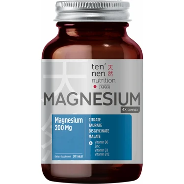 Tennen Nutrition 4x Magnesium Complex - Her Serviste 200 Mg Magnezyum Sitrat, Biglisinat, Taurat,