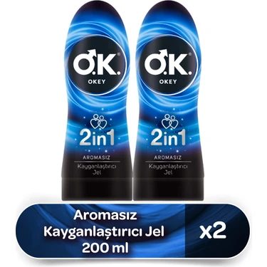 Okey 2in1 Aromasız Jel 200 Ml 2'li Cinsel İlişki İçin Güvenli Kayganlık