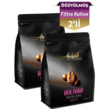 Anisah Coffee Bolivar Daily Filtre Kahve | Öğütülmüş Filtre Kahve | 2x500g | Orta Kavrulmuş (MEDİUM