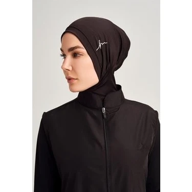 Haşema Siyah Tesettür Yüzücü Bone %100 Polyester Malzeme ile Esnek ve Nefes Alan