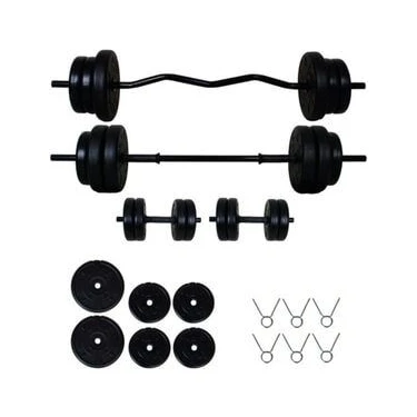 Dambıl 20 kg Z Bar Halter Seti ve Dambıl Seti Siyah Renk Dayanıklı Materyal