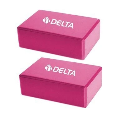 Delta 2 Adet Fuşya Renkli Yoga Bloğu Seti Standart Beden ile Denge ve Destek
