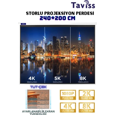 Taviss 240X200 cm Storlu Manuel Projeksiyon