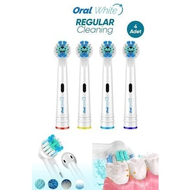 Oral White Diş Fırçası Yedek Başlık 4'lü Orta Sertlik Beyaz Premium Kalite Hassas