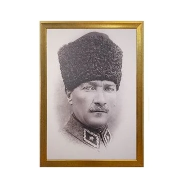 Yaldız Çerçeveli Atatürk Portresi- Altın Çerçeveli - Duvar Atatürk Tablosu