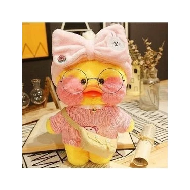 Sekk O Kawai Lalafanfan Peluş Ördek 30 cm Kıyafetli Gözlüklü
