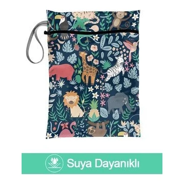 Bunnybons Çılgın Orman Su Geçirmez Kumaş Islak/Kuru Kirli Temiz Kıyafet Çantası Kolay
